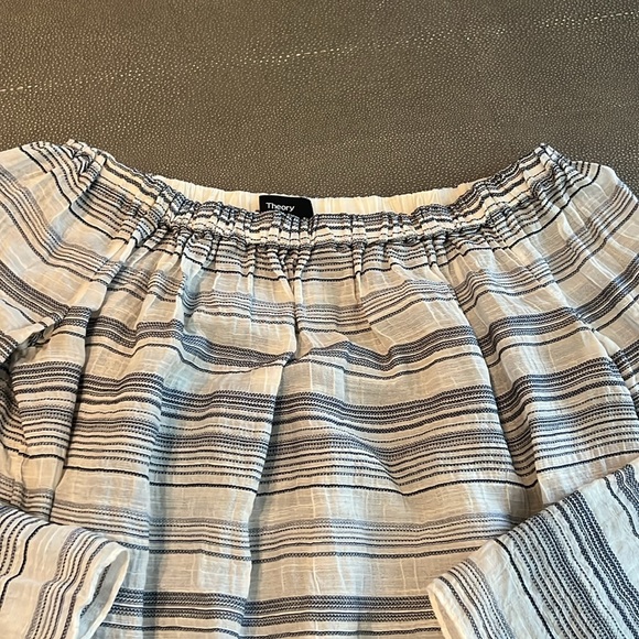 Theory cream with navy stripe blouse. S. EUC - Picture 4 of 5